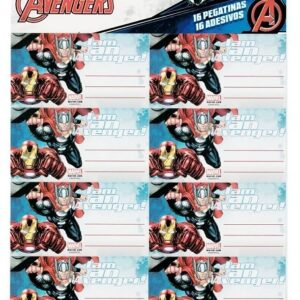 Etichette Libro Marvel Avengers 8,5×4,5 cm confezione da 16 pezzi *