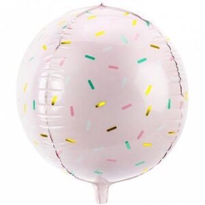 Palloncino Mylar Sfera 16” 40 cm Rosa Chiaro con stampa coriandoli colorati *