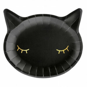 Piatti in Carta 22×20 cm sagomati Gatto Nero Halloween 6 pz *