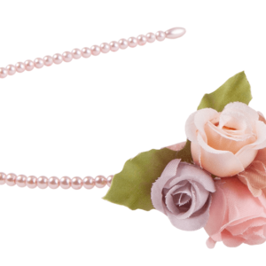 Boutique Cerchietto Boutique con Perle e Fiori Rosa *