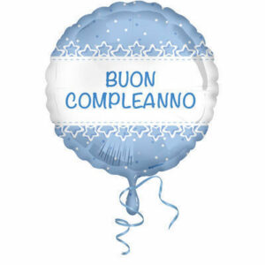 Palloncino Mylar 18” 45 cm Buon Compleanno stelle azzurro