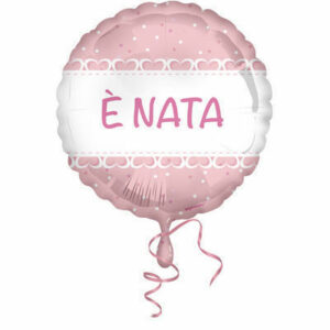 Palloncino Mylar 18” 45 cm E’ Nata cuori rosa