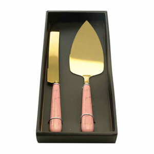 Set Coltello e Paletta Dolci Oro e Rosa