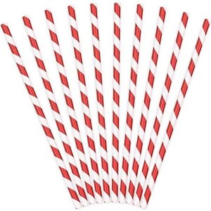 Cannucce in carta 19,5 cm Spirale Bianco e Rosso 10 pz *