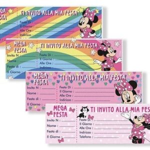 Biglietti Invito Minnie ad assegno 21×7 cm 15 pz colori assortiti *