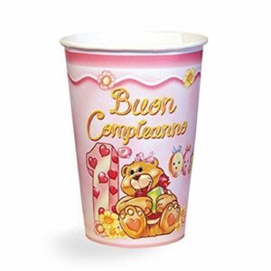 BICCHIERE I° COMPLEANNO ROSA 10 PZ*