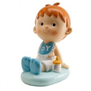 Cake Topper Battesimo Bimbo con Biberon 9 cm *