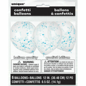 Palloncini in Lattice Trasparente 12” 30 cm con coriandoli Blu 6 pz