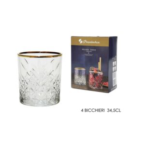 Set 4 Bicchieri Amber bordo oro 35 cl